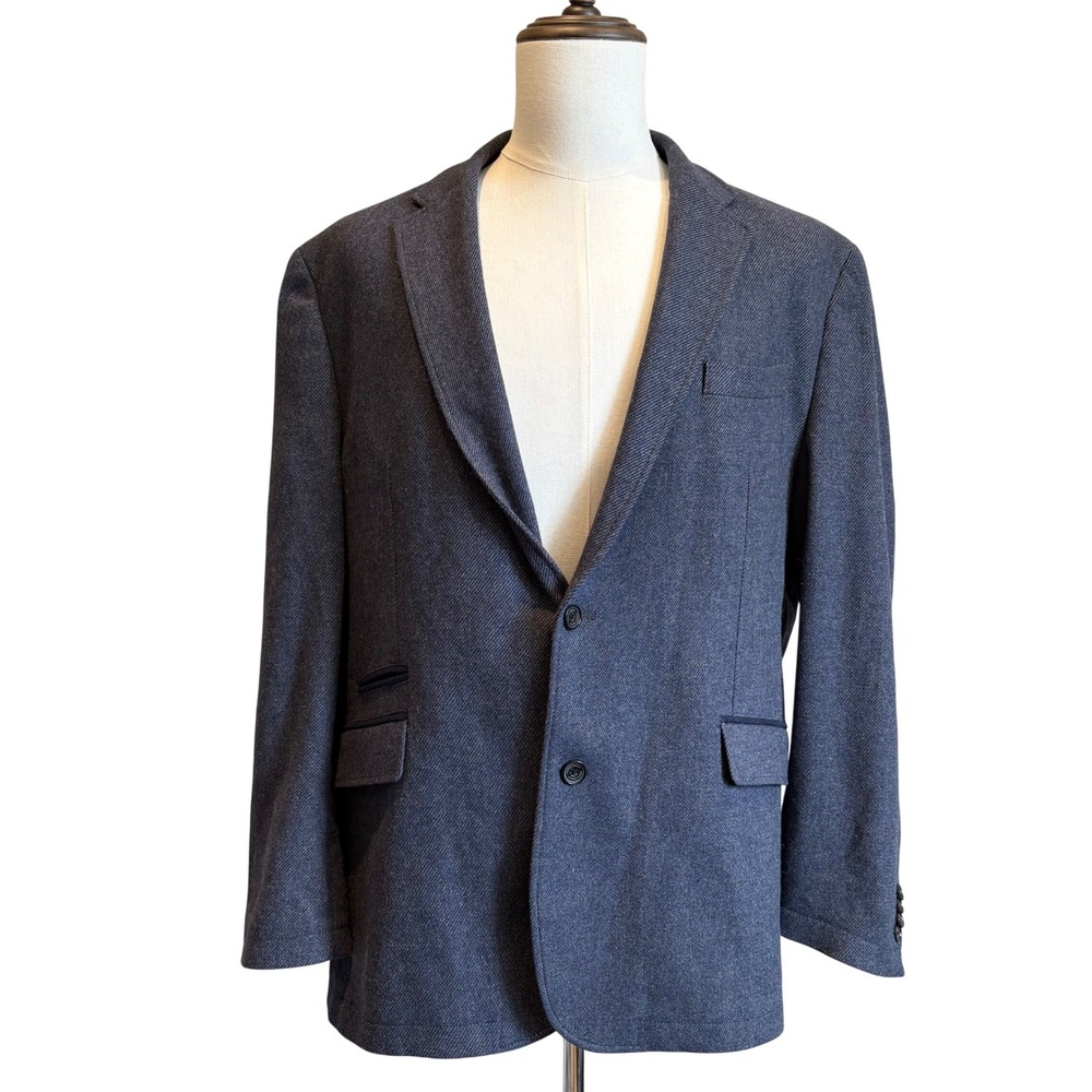 Joseph Abboud Blazer XXL 48R Blue Wool Blend Stretch Paisley Lined Sport Coat